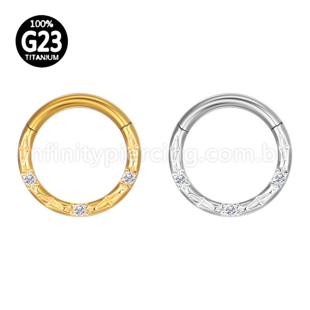 Piercing Argola Frontal Titânio Detalhes Com Zircônia